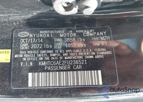 2015 Hyundai Veloster Turbo z USA, uszkodzony, nr VIN KMHTC6AE2FU236521